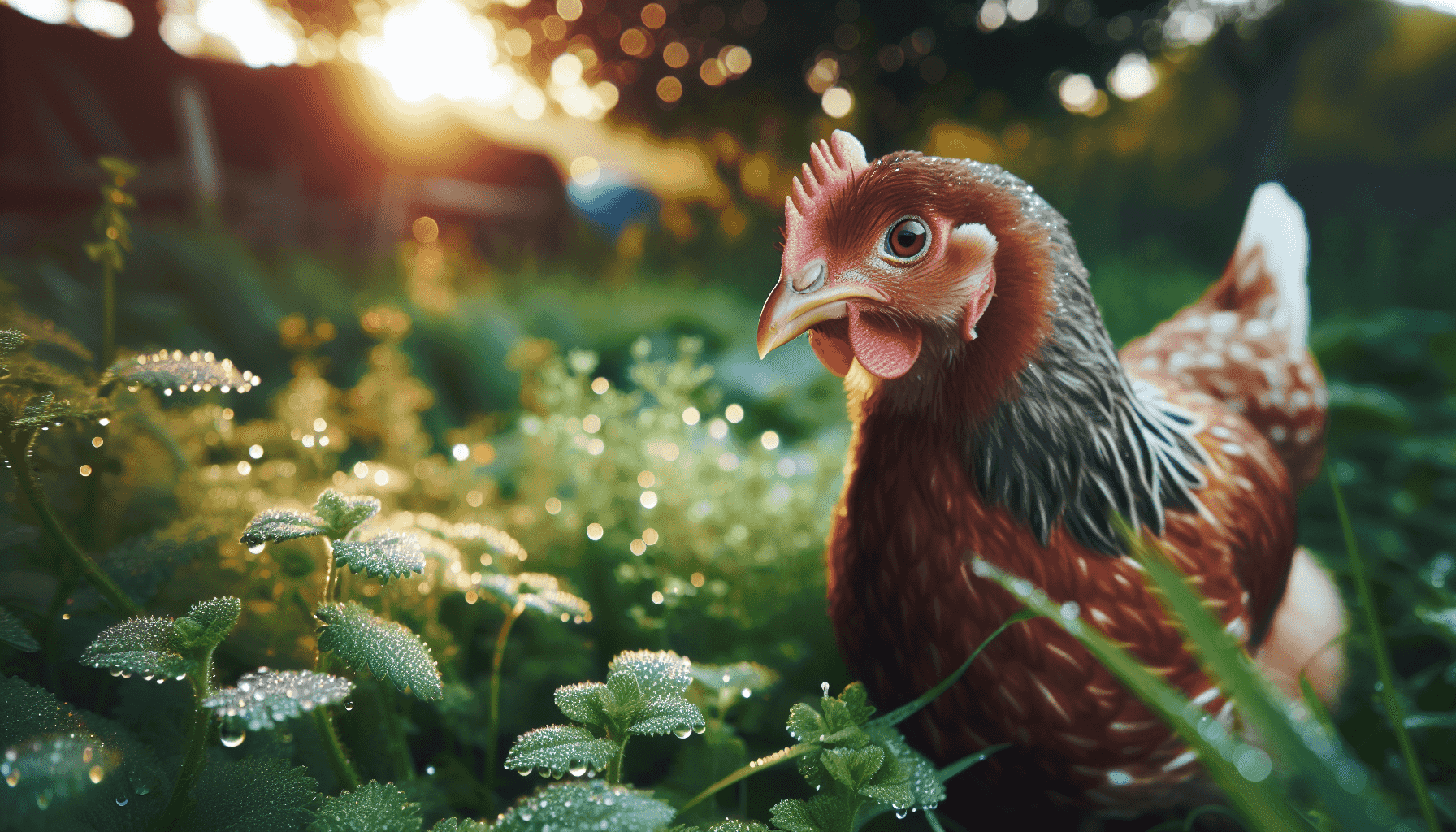 Zdravé farmářské kuře v přírodním prostředí